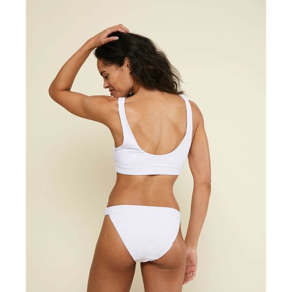Andie Swim The Banded White Ribbed Cheeky Bottom Swim Bikini Separate Sz L - Picture 3 of 11
